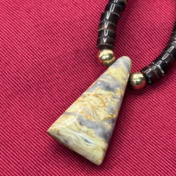VTG Native American Intarsia Inlay Heishi Pendant Necklace - Picture 11 of 13